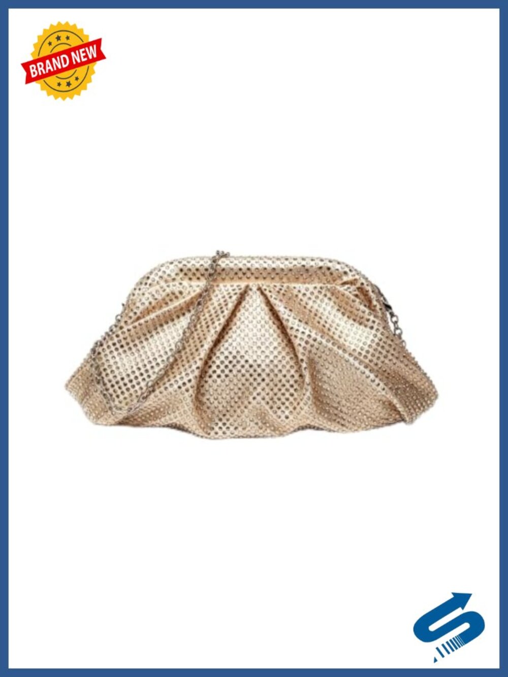 Rhinestone Clutch Purse Silk Evening Bag Detachable Chain Wedding Prom